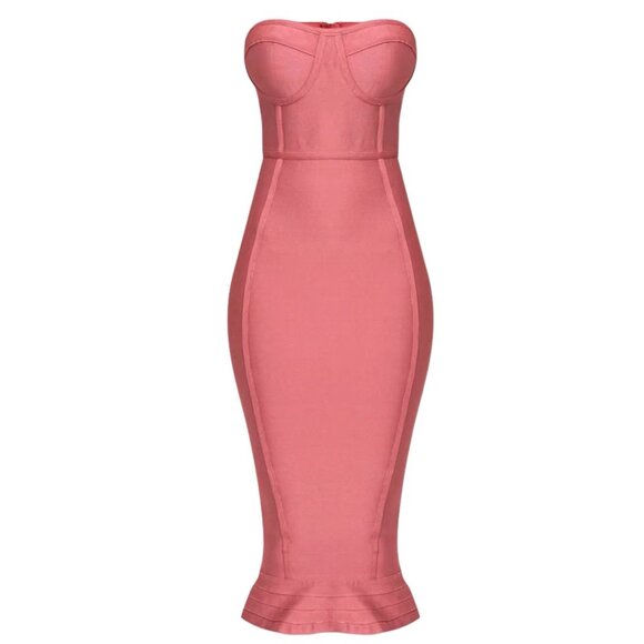 Pretty Little Thing Pink Strapless Bandage Dress, Size 6, Bodycon Barbiecore - Picture 1 of 5